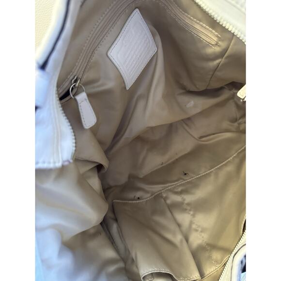 Coach Park Woven Leather Zip Top Tote, in White With Silver - Picture 10 of 16